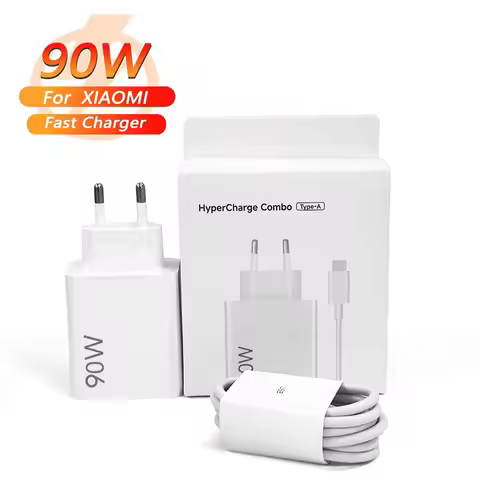 For Xiaomi 90W USB A Hypercharge Combo EU Power Adapter 2M Cable for Xiao Mi 15 14 13 Ultra 12T Poco