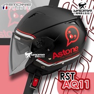ASTONE Helmet RST AQ11 Matte Black/Red Built-In Ink Film Endoscope Lining Removable Half Hood 3/4 20