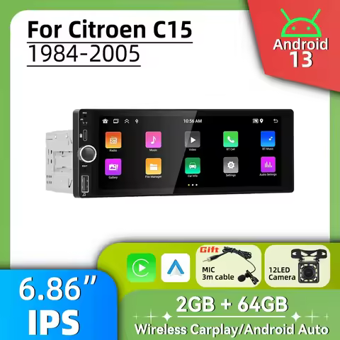 6.86" Screen Stereo for Citroen C15 1984-2005 Carplay Android Auto Android Car Multimedia 1 Din Radi
