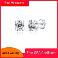 Silver 925 Original Moissanite  with GRA Certificate Stud Earrings for Women 0.5 Carat  1 Carat Each