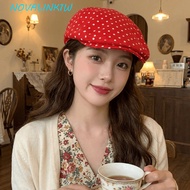 NOVALINK1W Forward Hats, Vintage Adjustable Polka Dot Berets, Y2K Lightweight Cotton Polyester Sweet
