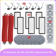 For Roborock QR 798 / QR 598 / QV 35A Vacuum Cleaner Parts Main Side Brush HEPA Filter Mop Cloth Dus