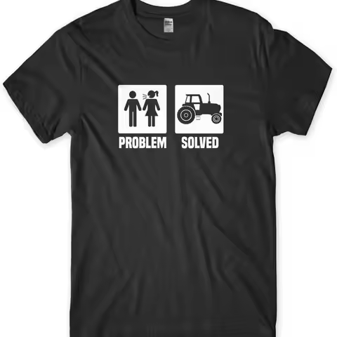 Tractor Farming Farmer Problem Solved Funny Mens Unisex T-Shirt