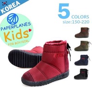 PAPERPLANES 後綁繩鋪毛兒童雪靴 防滑 保暖 太空靴 韓國品牌