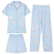 Cdcpnk Kawaii Pajamas 3 Piece Set Cute Fashion Long Sleeve Cardigan Pajama Two-Piece Leisure Loose S