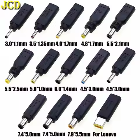 JCD Type-C Female To DC Male Converter Plug Without PD Lure USB-C Converter For Lenovo HP Laptop Del