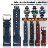 Italian Genuine Cow Leather Watchband Fit for IWC Big Pilot Mark 18 IW388103 IW378005 IW378003 IW378