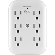 KMC Surge Tap 6-Outlet Wall Plug Extender 2-Pack, 840J Surge Protector Outlet, Wall Outlet Extender,