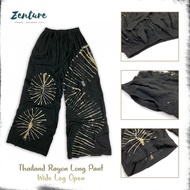 Zenture Ladies Women Casual Sleeping Long Pant Wide Leg Mid Rise Thailand Long Pant Rayon