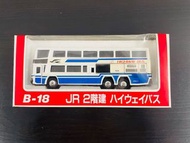 日本製造 JR Highway Bus JR雙層高速公路巴士模型1:75 B-18/Yonezawa Toys Diapet Double Decker Bus/Made in Japan 目的地: 