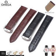 Suitable For Omega Strap Genuine Leather Men's Omega Butterfly Flying Seamaster Speedmaster Omega Watch With Butterfly Buckle