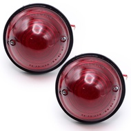 Round Side Dimmer Rubber Edge 2pcs Red Lens For Jeep Willys Cj5 Cj6 Cj7 Cj8 4x4 Year 1945 1950 1960 