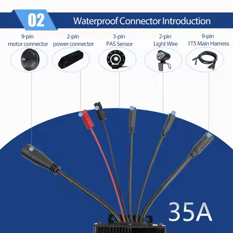 Ebike Conversion Parts KT 35A Sine Wave 12 Mosfets Controller 36V 48V 1000W with LCD3U LCD8HU Waterp