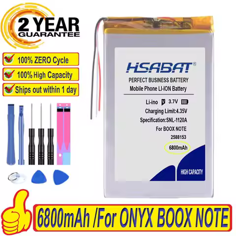 HSABAT 6800mAh Battery For ONYX BOOX NOTE,PRO,NOTE+ e-Book Batteries