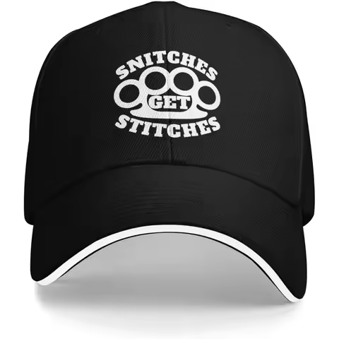 Snitches Get Stitches Brass Knuckles Baseball Cap Polyester Outdoor Sports Casual Adult Hat