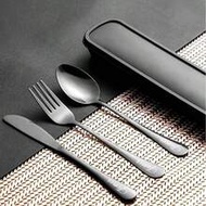 1 Set Customized Laser Engraved Stainless Steel Cutlery Set, Black/Silver/Iridescent Electroplated F