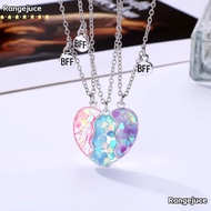 RANGEJUCE 3Pcs Matching Heart Pendant Necklace, Cute Alloy BFF Necklaces, Friendship Jewelry Friends