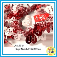 MERAH ! (1Pcs) Red and White 3 Layer Slinger, dirgahayu slinger, tassel slinger, August decoration, 