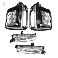 1Set Car Front Bumper Fog Lamp Grille Frame Trim Strip &amp; LED Daytime Running Light Replacement Parts for BMW X3 X4 G08 G02 G01 2018-2020