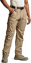 CQR Men's Flex Ripstop Work Pants, Water Resistant Tactical Pants, Outdoor Utility Operator EDC Carg