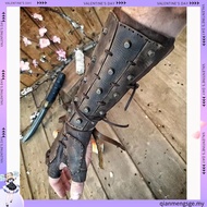 Medieval Steampunk Samurai Leather Bracer Long Gloves Gauntlet Viking Pirate Archer Cosplay Costume 