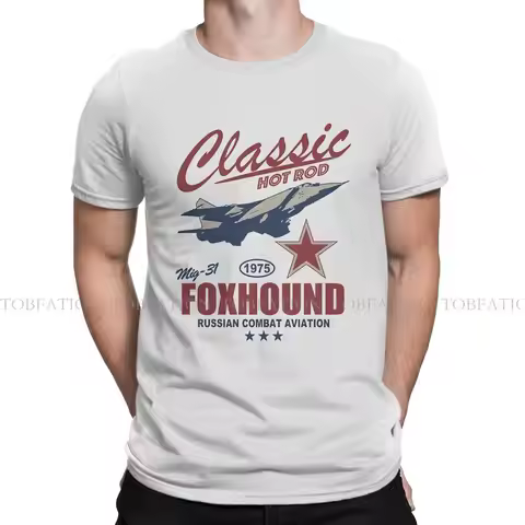 Russian USSR CCCP TShirt for Men Mig-31 Foxhound Basic Casual Tee T Shirt 100% Cotton Trendy Fluffy
