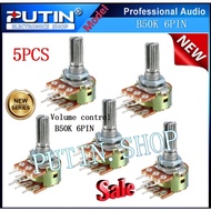 5PCS VOLUME CONTROL B50K ohm 6 pins Volume Control Dual Linear Taper Switch B50K 6Pin