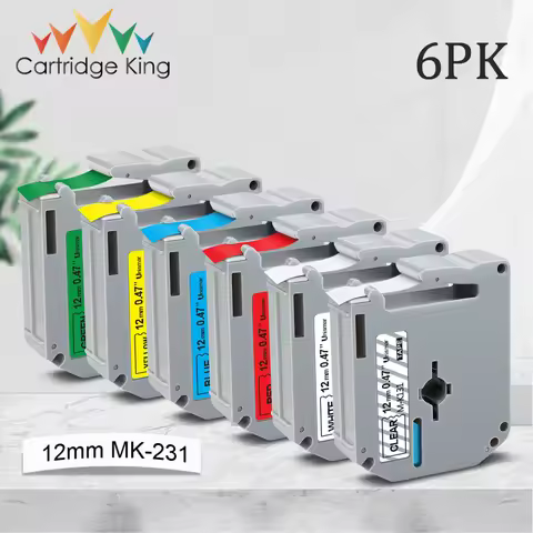 4~6PK 12mm MK-231 Compatible for Brother Ptouch MK231 Black on White Label Tape for Brother PT-65 PT