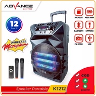 Speaker Aktif Advance K1212 12inci Bluetooth free 2 MIC Wireles