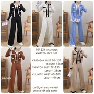 Mdlv ~ 40412 Sharona Knitted 3pcs Set Cardigan + Tanktop + Imported Knitted Pants