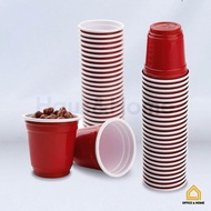 (100แก้ว) พร้อมส่ง แก้วช๊อตพลาสติก สีแดง 2ออนซ์ (55 มล.) แก้วปาร์ตี้ Red Cup Party