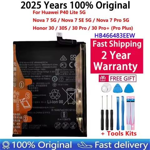 Original Battery HB466483EEW 4000mAh For Huawei Nova 7 SE Pro 5G Honor 30 30S Pro Pro+ Plus Batterie