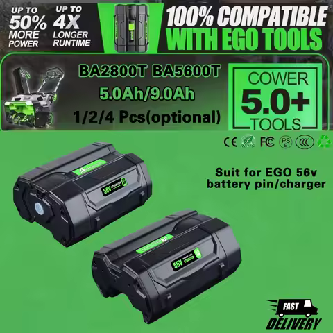【1~4Pcs】5.0Ah/9.0Ah BA5600T Replace for EGO 56V BA2800T Li-on Battery Pin Power+ BA1400T Compatible 
