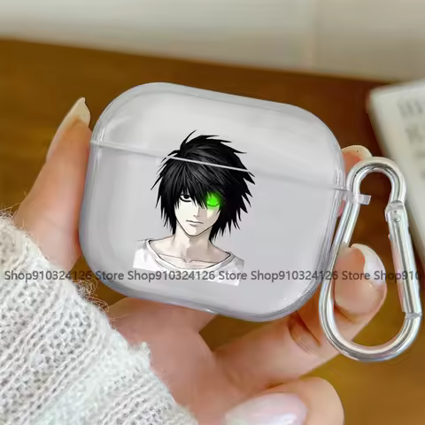Anime D-DEATH NOTE L Lawliet Transparent Case for Airpods Pro 3 2 1 4 Cute Cartoon Japanese Airpod C