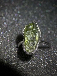 捷克隕石Moldavite原石S925銀戒指 能量之王 靈性之石 稀有珍貴