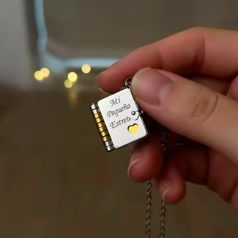 Spanish Daughter Granddaughter Necklace Mi Campeón Son Openable Book Necklace Mein kleiner Stern Ger