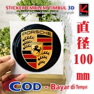 PORSCHE EMBLEM RAISED MOTORCYCLE STICKER 100 MM FLEXIBLE 3D EMBLEM