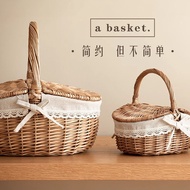 bakul anyaman bakul kain bakul laundry rotan Pastoral willow rotan menenun bakul penyimpanan roti bu