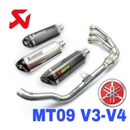 Exhaust Yamaha MT09 V3 Design AKRAPOVIC Full System Manifold Stainless Steel MT09 V4 Muffler Motor M