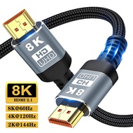 8K kabel HDMI 2.1 Ultra Digital HD UHD kualitas tinggi dikepang 8K 60Hz 4K 120Hz 2K 144Hz untuk Laptop PS5 TV Monitor proyektor