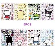 Sanrio | Sanrio Puzzle-Style Decorative Stickers (8/16-Piece Sets) – Cute Kuromi & Cinnamoroll Desig