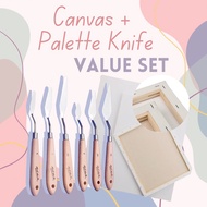 🇲🇾 Canvas + Palette Knife Bundle Set Stretched Cotton Canvas 20x30cmu 30x40cm Mont Marte Art Knife A