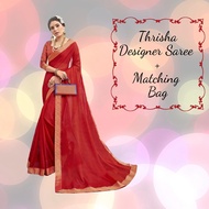 Deepavali Special Thrisha Designer Saree+Matching Clutch Bag/Indian Wear/ Diwali/Thrisha 26677