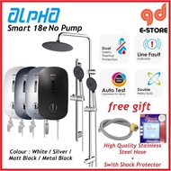[Free 2 Gifts] Alpha Smart 18E Water Heater With ELCB Auto Test Rain Shower Matt Black Metal Black Silver White No Pump