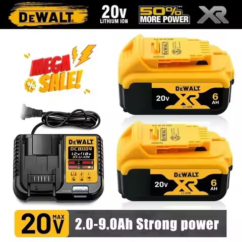 100% Original DeWALT 20V 6000mAh Power Tool Battery DCB206 DCB205 DCB200 DCF887 DCG405 DCD791 DCF922