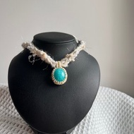 天然天河石 可愛森系 混線鉤織 串珠吊墜頸鏈