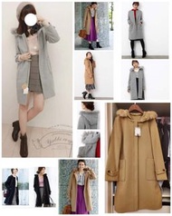 全新日本購入100%羊毛 VIS 蓄熱+防靜電加工連帽拉鍊羊毛長版大衣外套，駝色M，