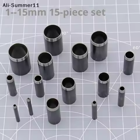 【NM1】15 Sizes Round Hole Punch(1-15mm), Hollow Punch Cutter Tool Set With Storage Leather Hole Punch