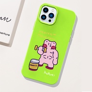 หมีออกกำลังกาย Macaron Jelly TPU เคสโทรศัพท์ For iPhone เคส 11 13 12 14 15 Pro Max X Xs Max XR 7 8 Plus SE 2020 SE2 Soft Case นิ่มกันกระแทก เคสไอโฟน11
