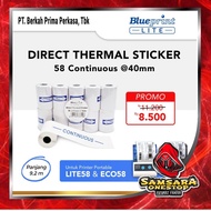 BLUEPRINT 58 mm Continuous Thermal Sticker Label Paper @40mm - 1 roll 58mm continuous